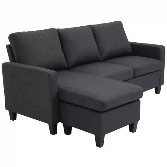 L-Shape Sectional Sofa with Ottoman, Living Room, Dark Grey Sofas & Reclining Chairs Dark Grey at Gallery Canada