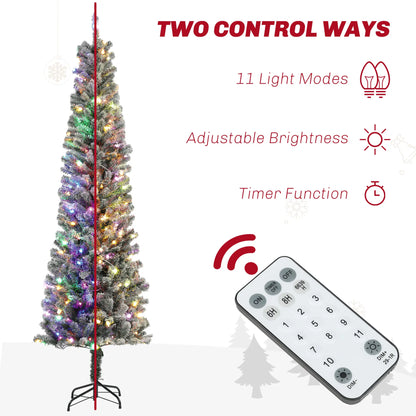 7.5ft Prelit Flocked Artificial Christmas Tree, Remote, Dual Color LEDs, 519 Tips, Dual Color Pre Lit Christmas Trees at Gallery Canada