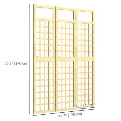 3 Panel Outdoor Wood Privacy Screen, Folding Room Divider, 47.2" x 66.9", Natural Wood Side Awnings at Gallery Canada