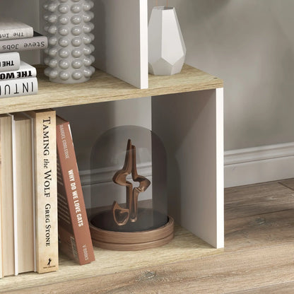 5-Tier Geometric S Shaped Bookcase, Tall Narrow Display Shelf, White Display Bookshelves at Gallery Canada