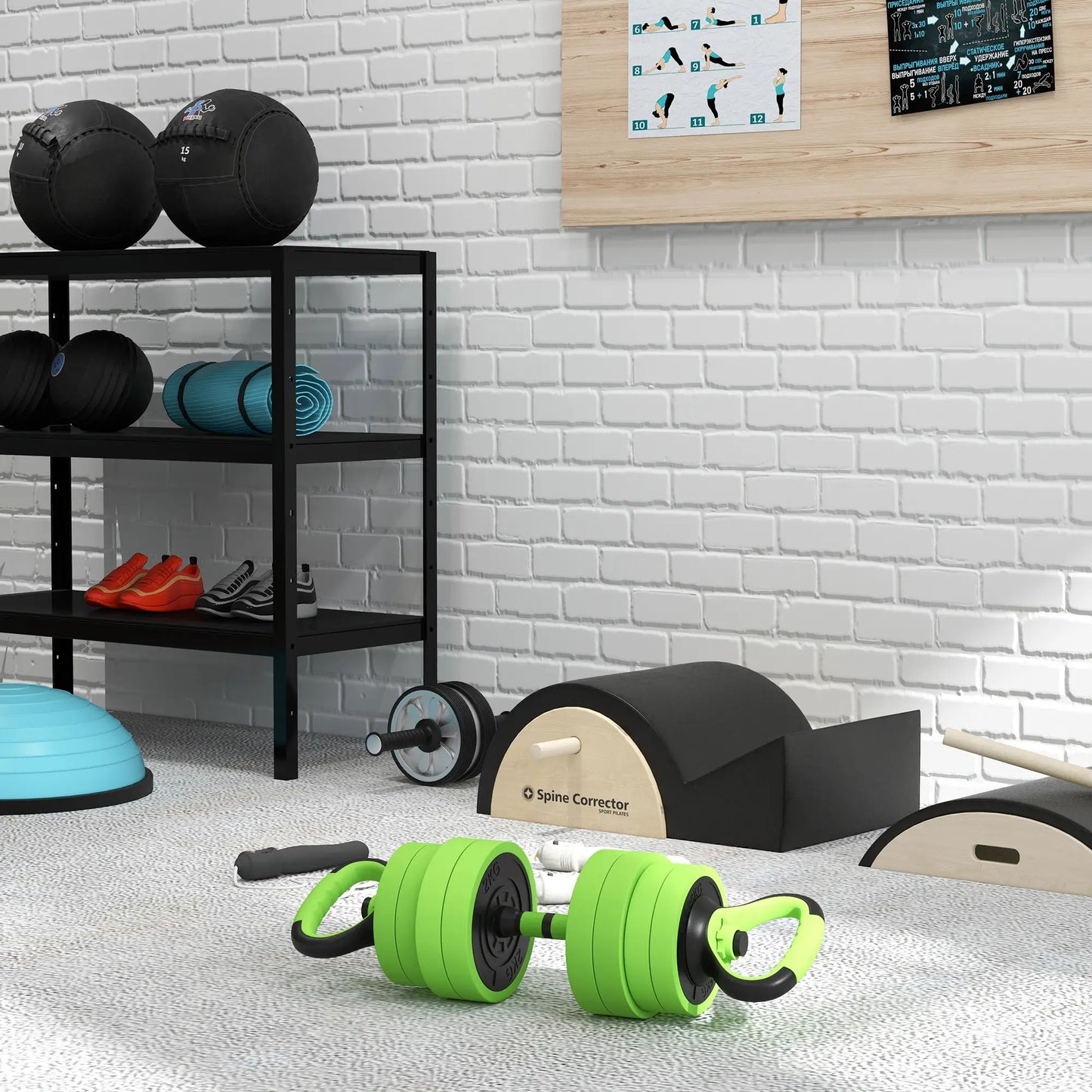 88lbs Adjustable Weight Dumbbell Set, Barbell, Kettlebell, Push Up Stand, Green Dumbbells & Barbells at Gallery Canada