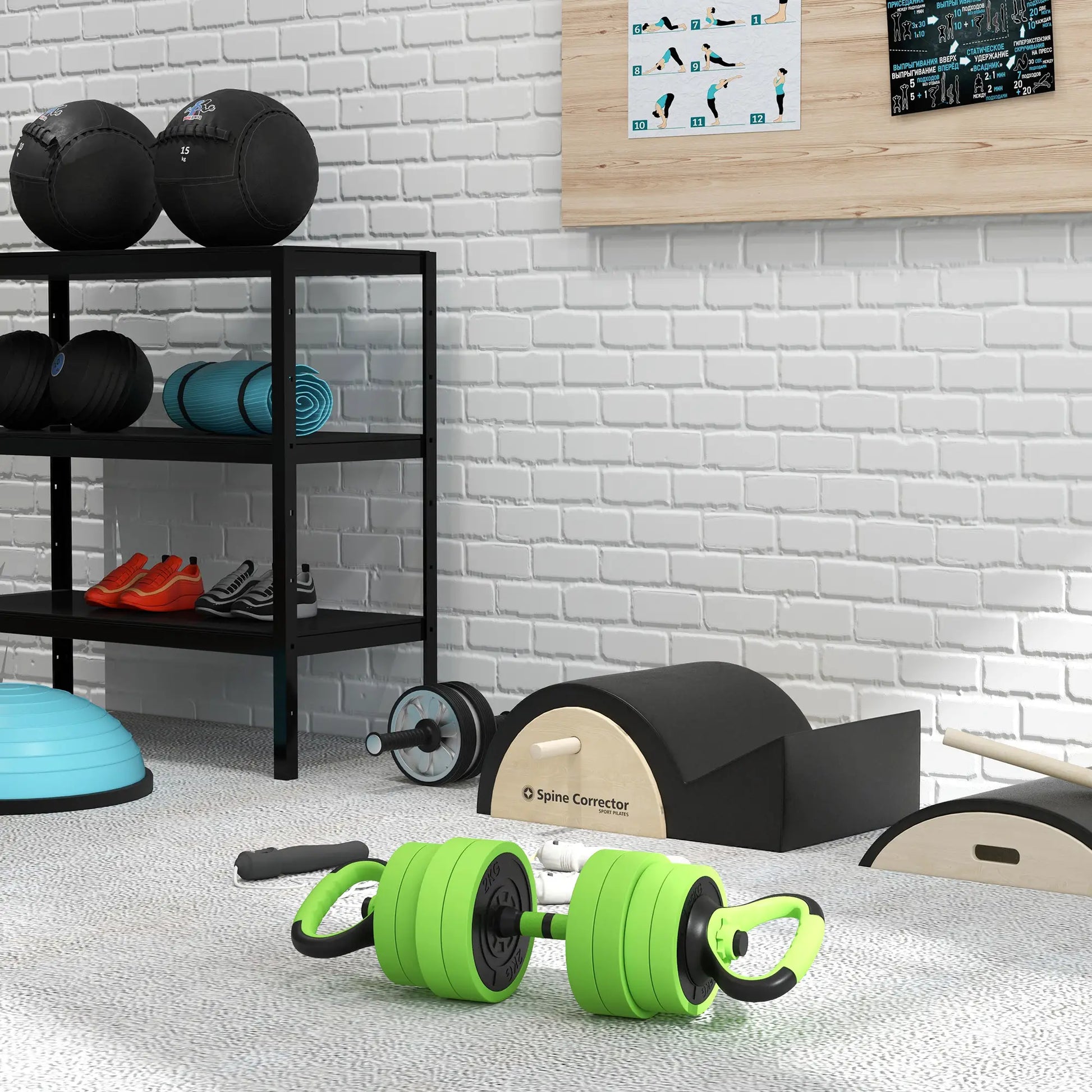 88lbs Adjustable Weight Dumbbell Set, Barbell, Kettlebell, Push Up Stand, Green Dumbbells & Barbells at Gallery Canada