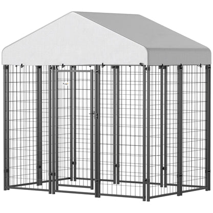 Outdoor Dog Kennel, Waterproof UV-Resistant Cover, 6 x 4 x 6 ft Houses, Kennels & Pens Silver, Black at Gallery Canada