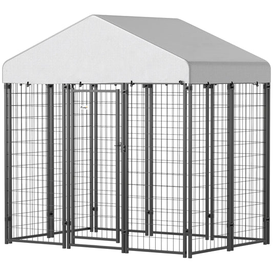 Outdoor Dog Kennel, Waterproof UV-Resistant Cover, 6 x 4 x 6 ft Houses, Kennels & Pens Silver, Black at Gallery Canada