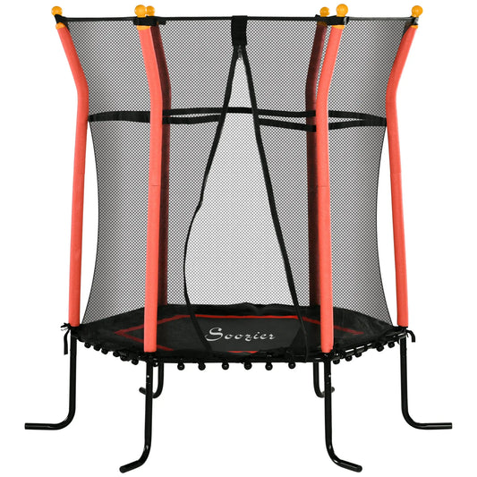 64" Kids Trampoline, Indoor Outdoor, Enclosure Net, Red Trampolines Red at Gallery Canada