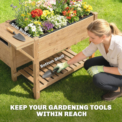Wooden Raised Garden Bed, 2-Tier Planter With Storage Shelf Elevated Garden Beds at Gallery Canada