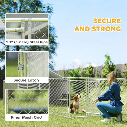 Galvanized Steel Dog Kennel, Outdoor, Waterproof UV-Resistant Cover, 19.7' x 7.5' x 4.9' Houses, Kennels & Pens at Gallery Canada