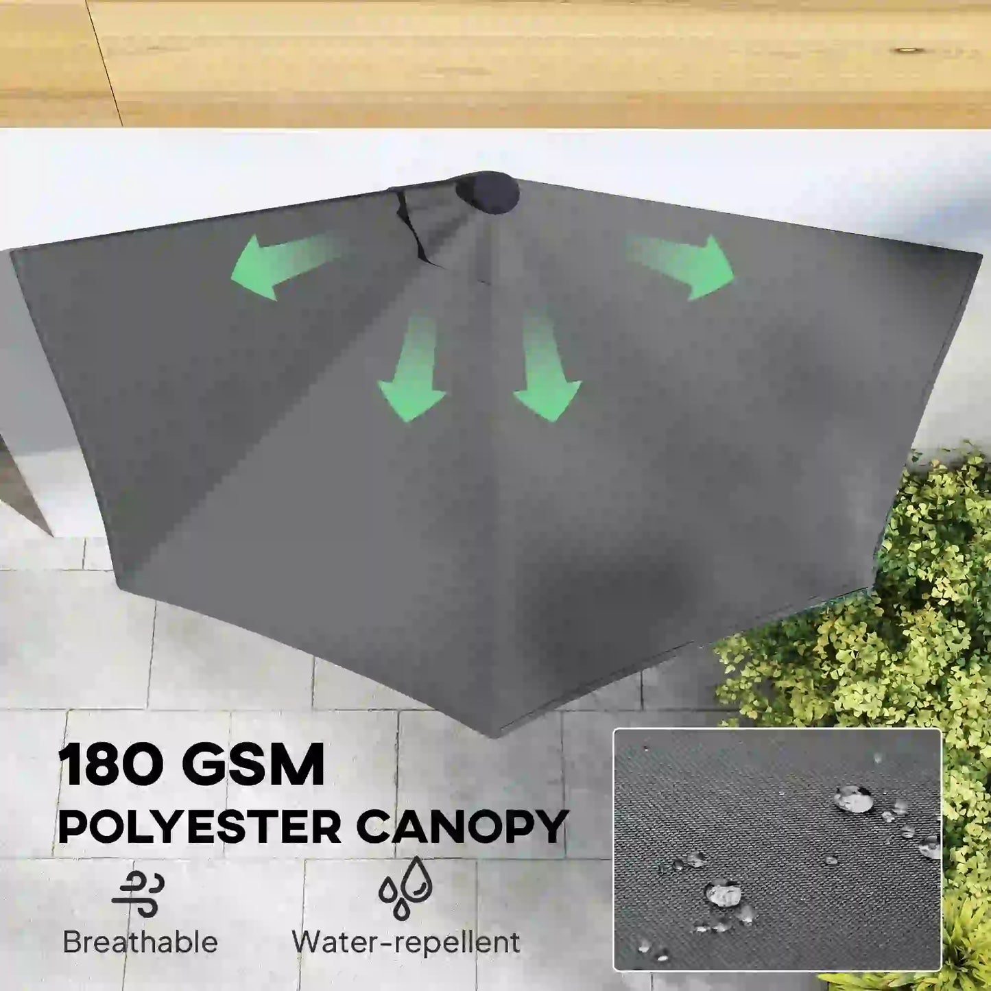 Half Patio Umbrella With Solar LED Lights, 9ft, Dark Grey Half Round Umbrellas at Gallery Canada