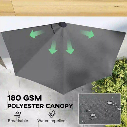 Half Patio Umbrella With Solar LED Lights, 9ft, Dark Grey Half Round Umbrellas at Gallery Canada