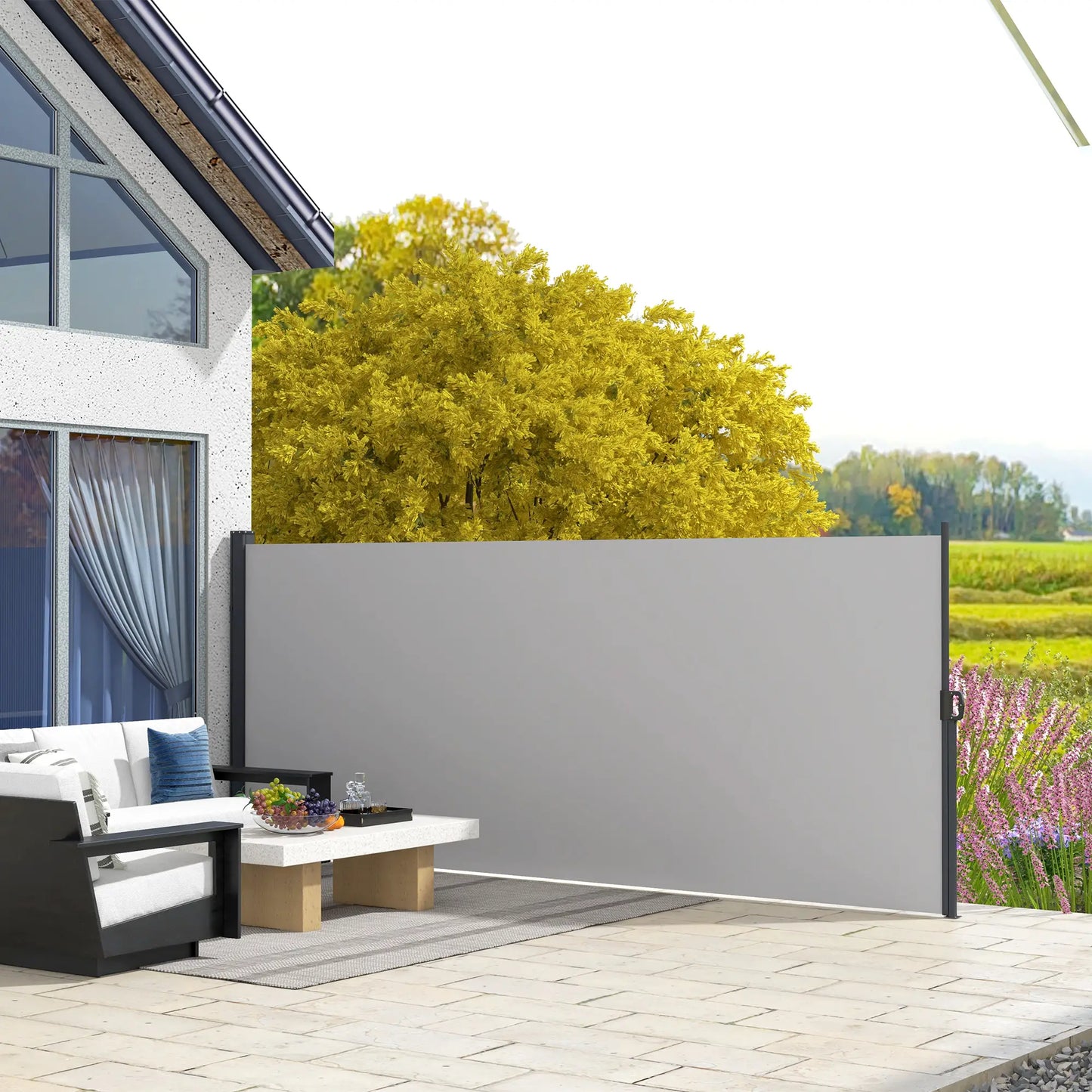 13' x 6' Retractable Side Awning, Outdoor Privacy Screen, Light Grey Retractable Side Awning at Gallery Canada