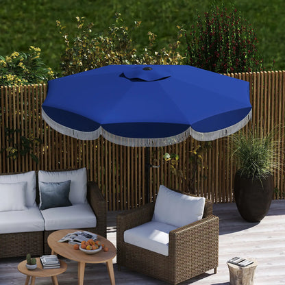 9FT Patio Umbrella, UPF 30+, Crank, 8 Ribs, Push Button Tilt, Blue Patio Umbrellas at Gallery Canada