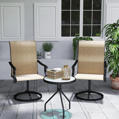 Outdoor Swivel Dining Chairs, Set of 2, High Back, All Weather Mesh, Brown Bistro Sets at Gallery Canada