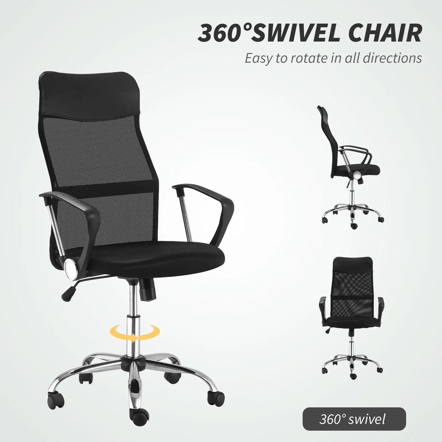 Ergonomic Mesh Office Chair, High Back, Adjustable Height, Black Task Chairs at Gallery Canada