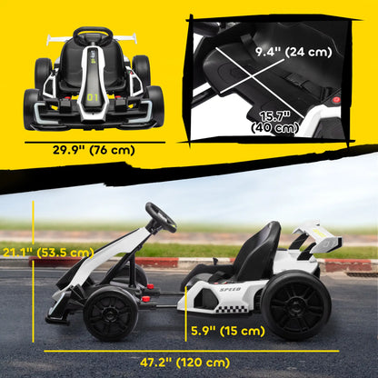 24V Electric Go Kart, Battery Powered Kids Drift Kart, Adjustable Seat, White Electric Ride On Toys at Gallery Canada