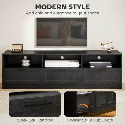 TV Stand with Storage, 3 Cabinets, 3 Shelves, for TVs up to 85", Black TV Stands at Gallery Canada