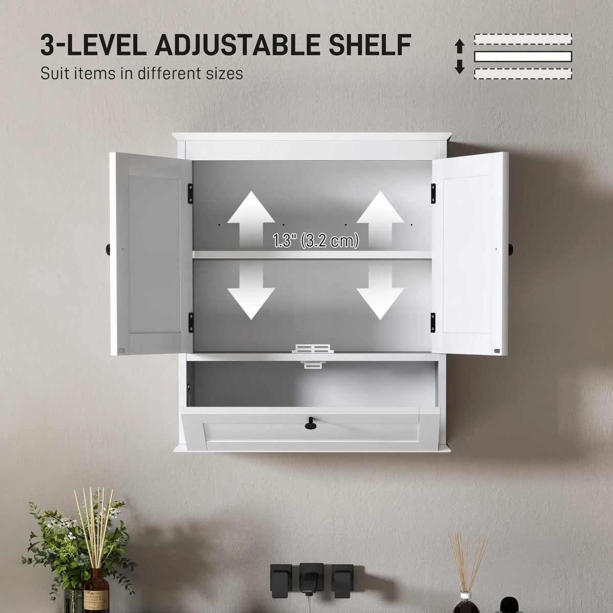 Medicine Cabinet, Adjustable Shelf, Bathroom Wall Cabinet, White Bathroom Cabinets at Gallery Canada
