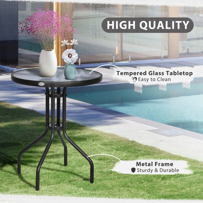 24" Round Patio Table, Tempered Glass Top, Steel Frame, Outdoor Dining Patio Side Tables at Gallery Canada