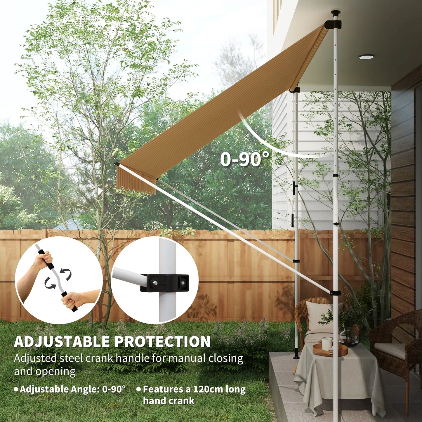 10x5ft Manual Retractable Awning, Sun Shade Canopy, Water Resistant, Yellow Door Awnings at Gallery Canada