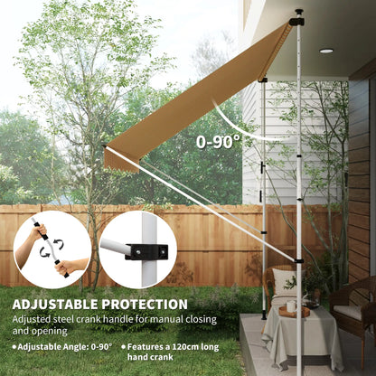 10x5ft Manual Retractable Awning, Sun Shade Canopy, Water Resistant, Yellow Door Awnings at Gallery Canada