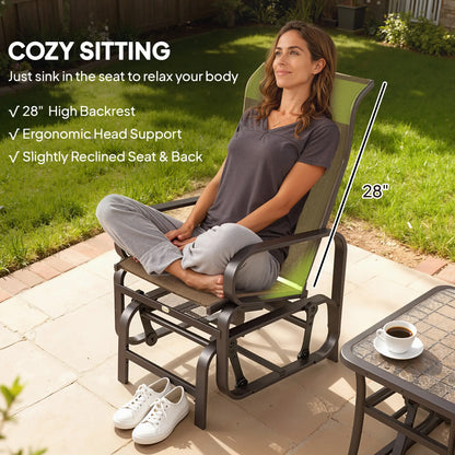 Patio Glider Chair, Breathable Mesh Fabric, Brown Outdoor Gliders at Gallery Canada