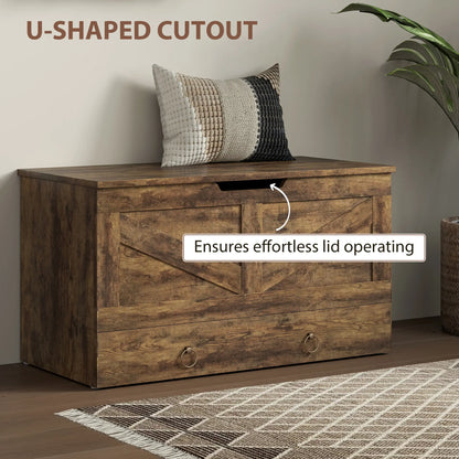 31.5 Inches Storage Chest, Wooden Box, Rustic Brown, Brown Storage Cabinets at Gallery Canada