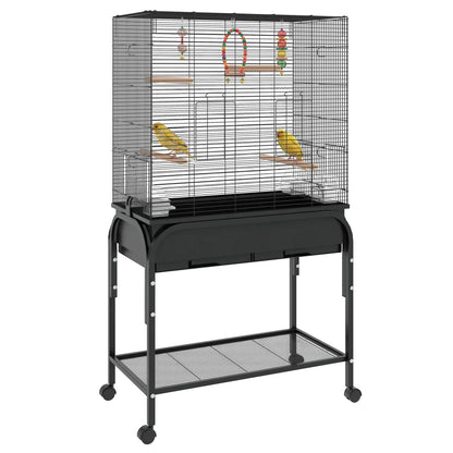 51" Bird Cage with Rolling Stand, Toys, for Budgies Canaries Finches, Black Bird Cages Black at Gallery Canada