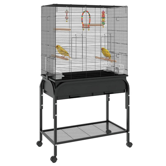51" Bird Cage with Rolling Stand, Toys, for Budgies Canaries Finches, Black Bird Cages Black at Gallery Canada