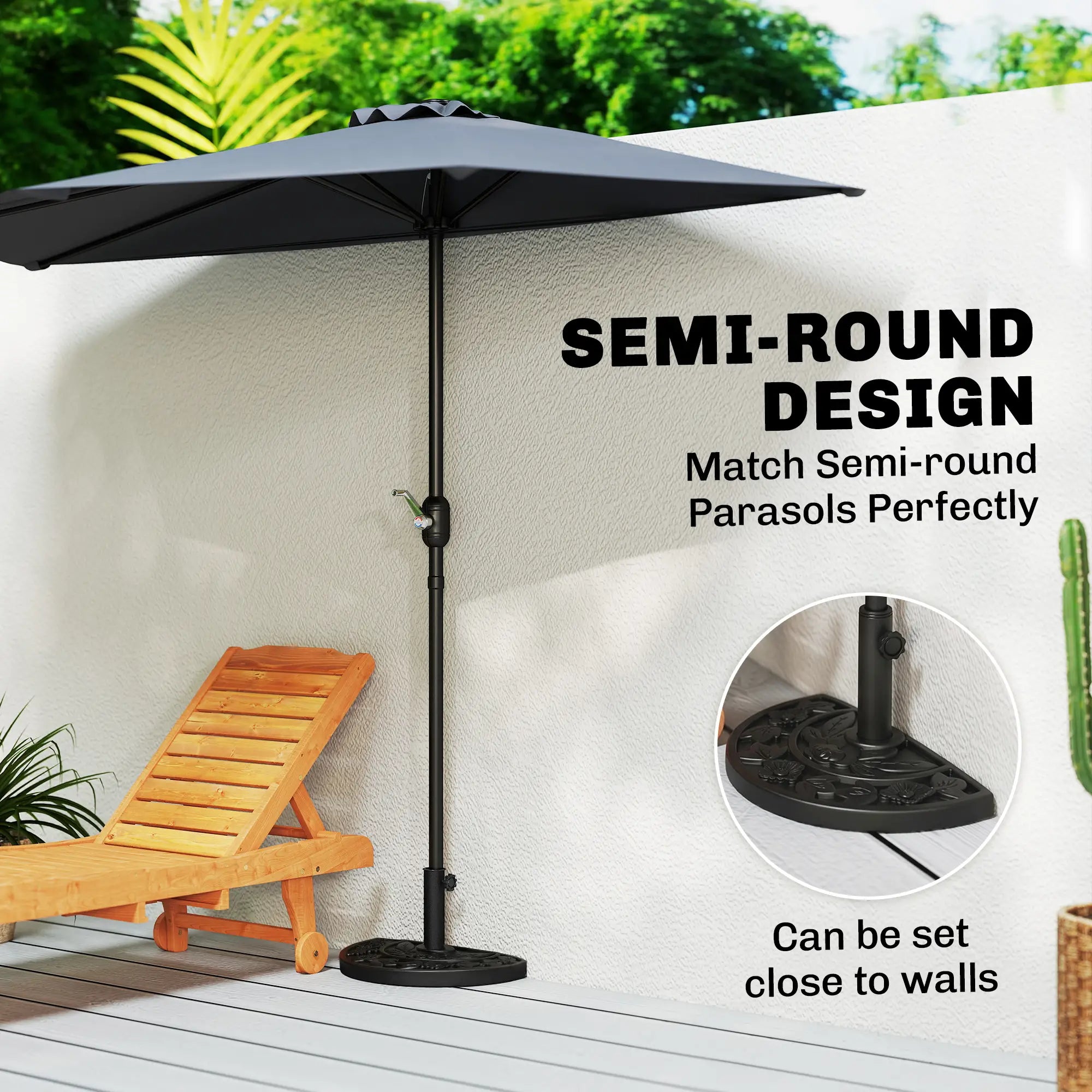 Heavy Duty Half Umbrella Base 20 lb, Outdoor Patio Stand, Black Umbrella Bases at Gallery Canada