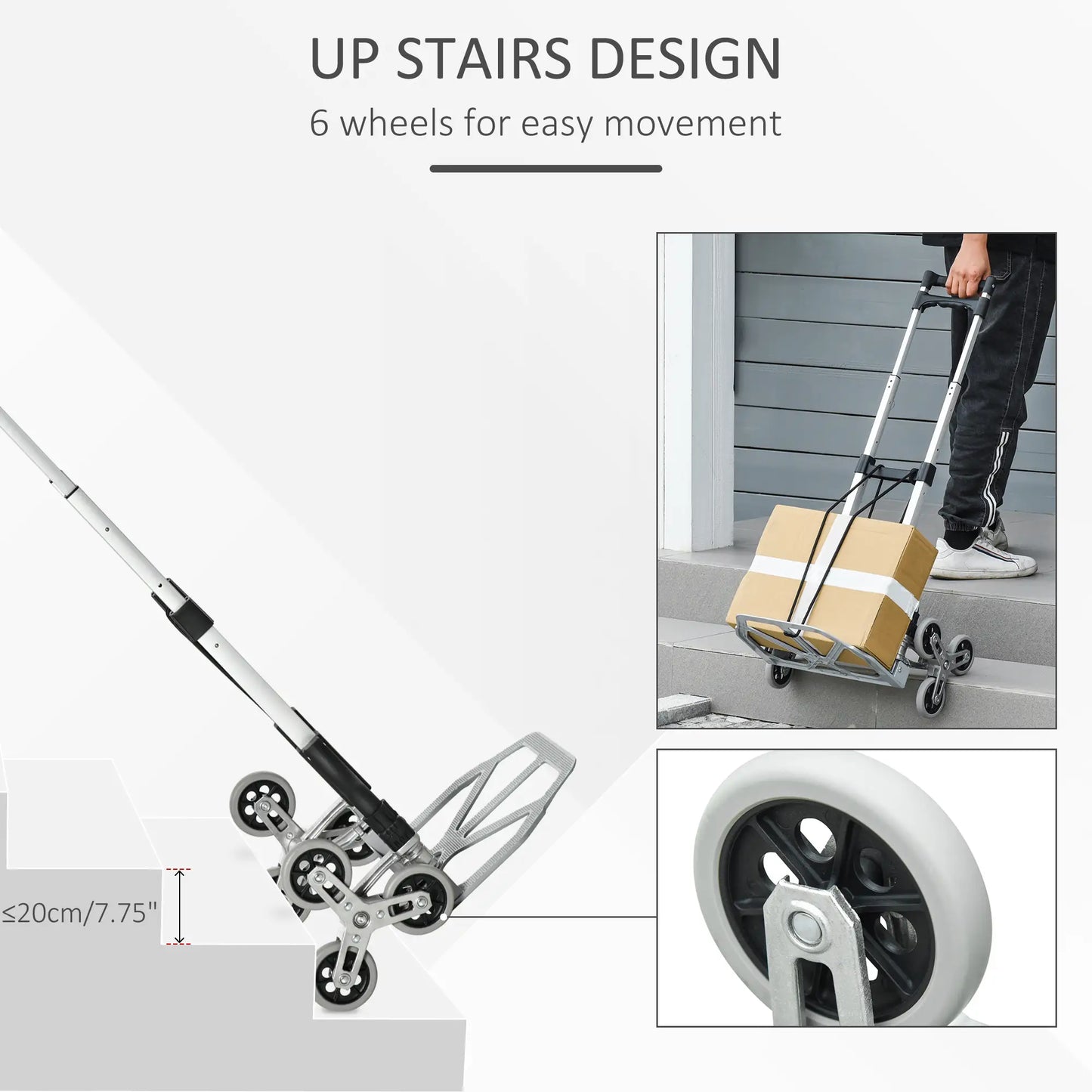 6-Wheels Stair Climber Hand Truck, Heavy Duty Folding Cart, 154lbs Capacity Folding Hand Trucks at Gallery Canada