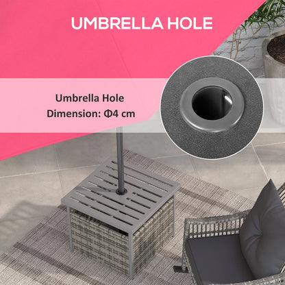 Rattan Coffee Table, Wicker Patio, Umbrella Hole, Mixed-Grey Patio Side Tables at Gallery Canada