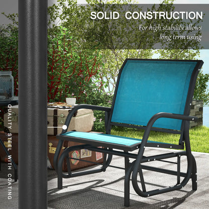 Outdoor Patio Glider Set, 2 Chairs, Breathable Mesh Seat, Blue Outdoor Gliders at Gallery Canada