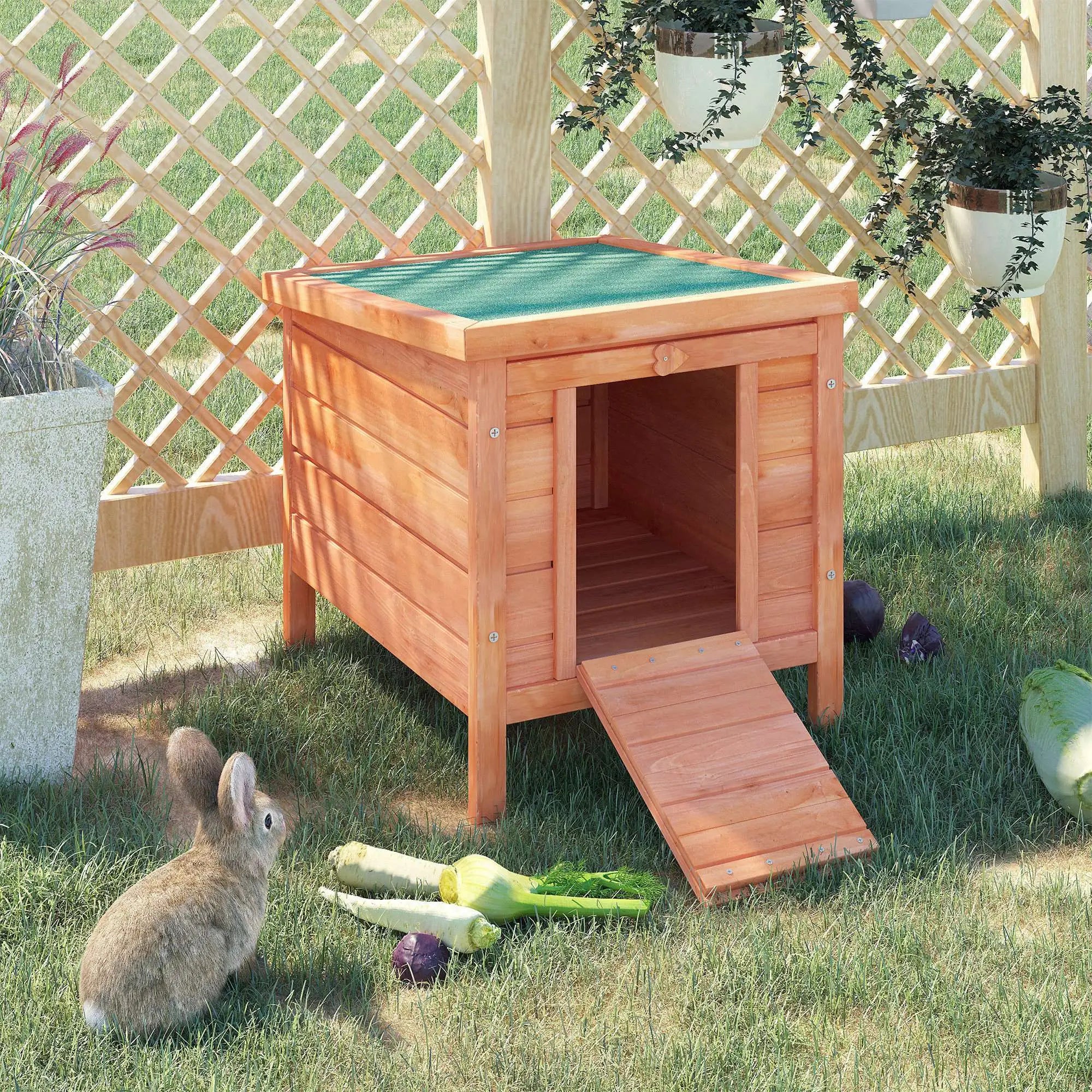Wooden Rabbit Hutch, Bunny Cage, Outdoor Cat House, 20