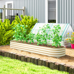 7.9 x 2 x 1ft Galvanized Raised Garden Bed Kit, Metal Planter Box, Cream White