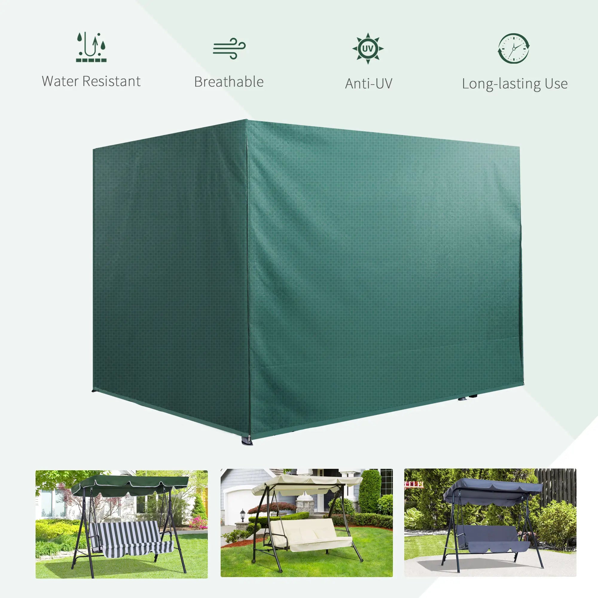 3-Seater Patio Swing Cover, 85x61x59 in, Waterproof, Dark Green Patio Furniture Covers at Gallery Canada