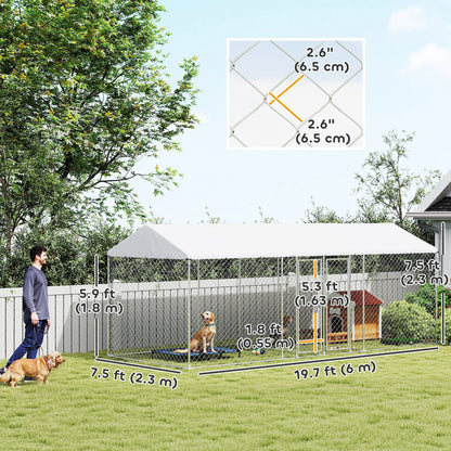 Outdoor Dog Kennel, Waterproof UV Cover, Escape-Proof Lock, 19.7' x 7.5' x 7.5' Houses, Kennels & Pens at Gallery Canada