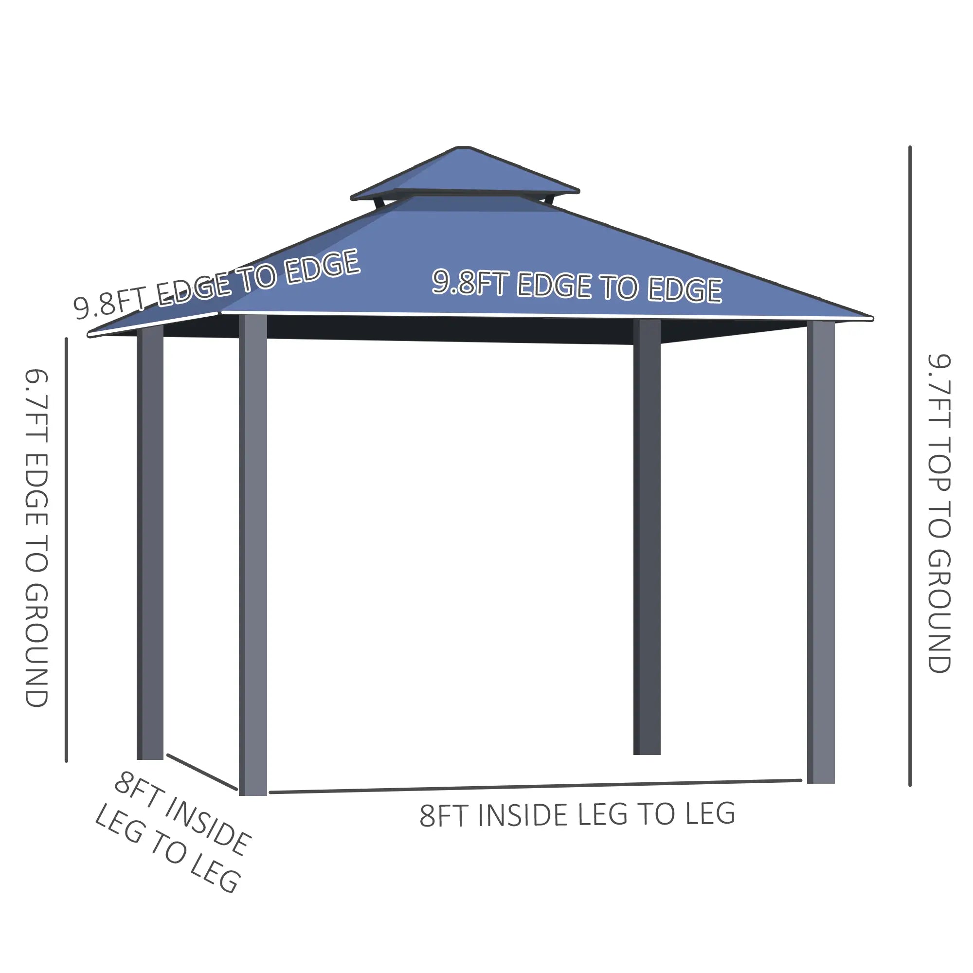 10'x10' Aluminum Hardtop Gazebo, Double Tier Roof, Black & Grey Gazebos at Gallery Canada