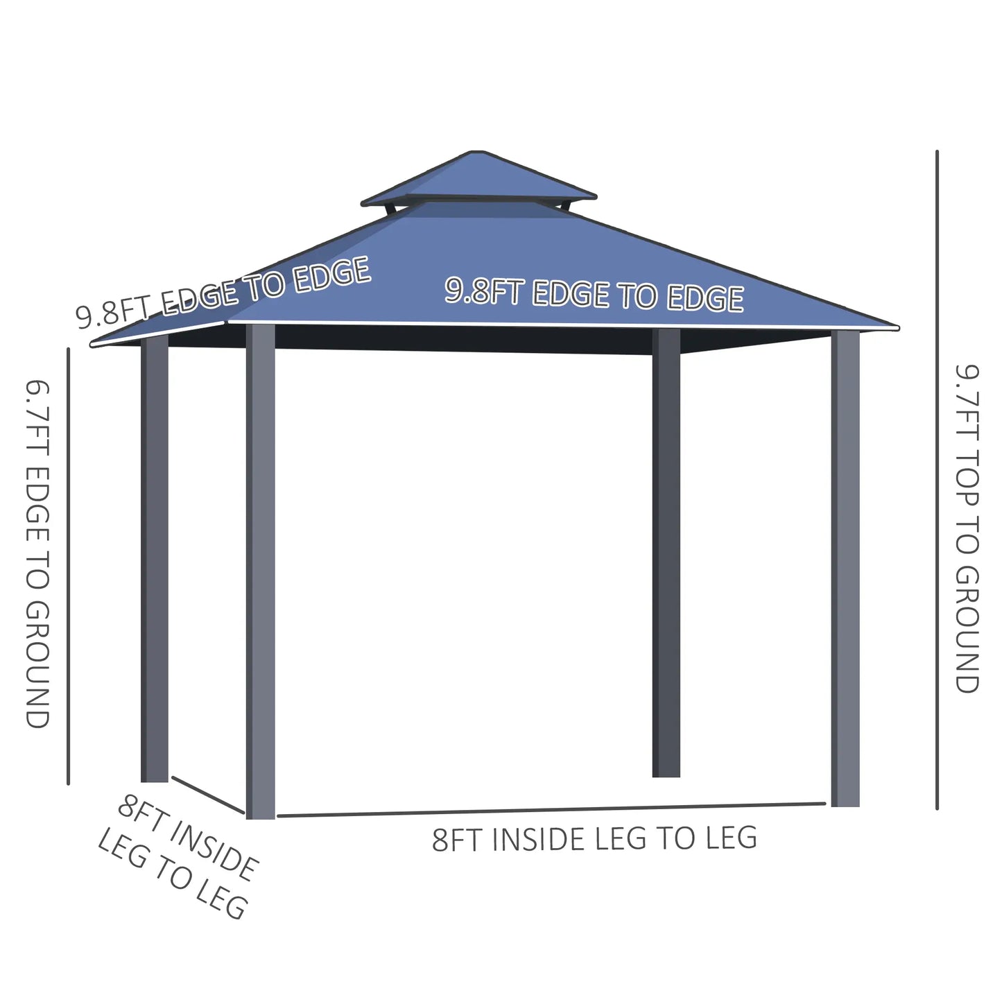 10'x10' Aluminum Hardtop Gazebo, Double Tier Roof, Black & Grey Gazebos at Gallery Canada