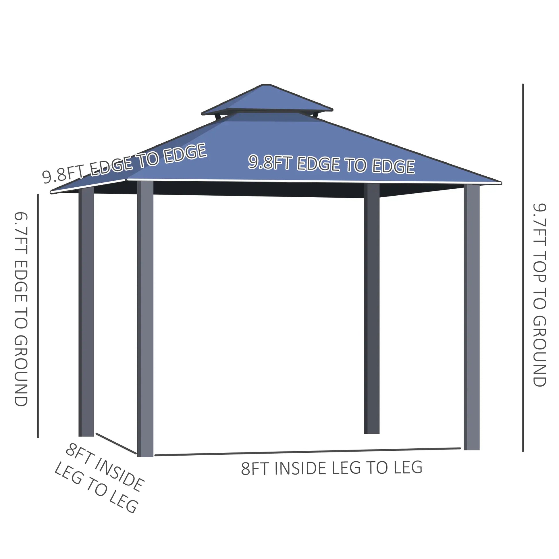 10'x10' Aluminum Hardtop Gazebo, Double Tier Roof, Black & Grey Gazebos at Gallery Canada