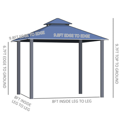 10'x10' Aluminum Hardtop Gazebo, Double Tier Roof, Black & Grey Gazebos at Gallery Canada