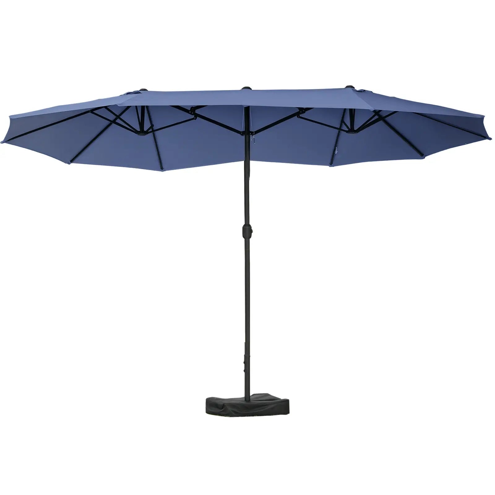 15' Outdoor Patio Umbrella, Twin Canopy Sunshade, Steel Table, Dark Blue Sun Umbrellas at Gallery Canada