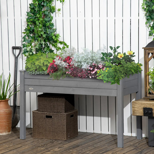 48" x 22" x 30" Wooden Raised Garden Bed, Elevated Planter with Legs, Dark Grey Raised Garden Beds Dark Grey at Gallery Canada