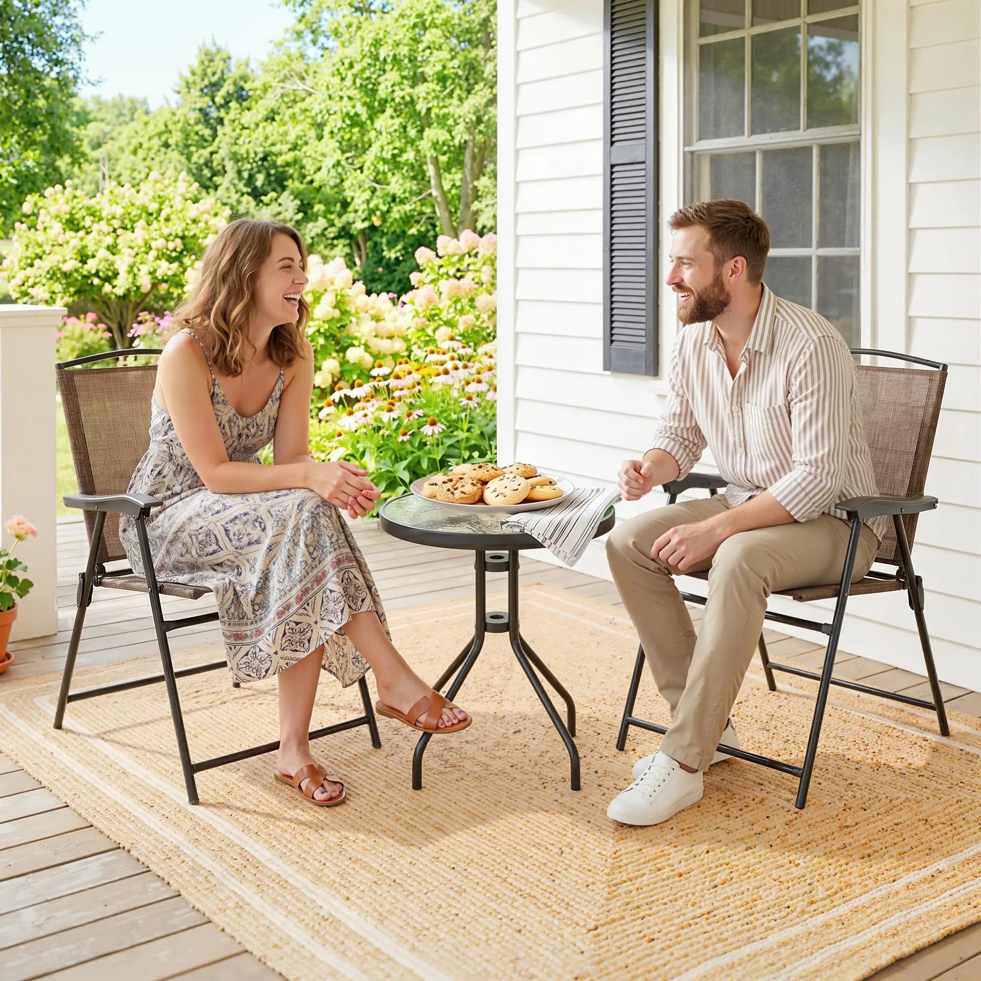 Folding Outdoor Bistro Set, Patio Table and Chairs, Brown Bistro Sets at Gallery Canada