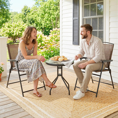 Folding Outdoor Bistro Set, Patio Table and Chairs, Brown Bistro Sets at Gallery Canada
