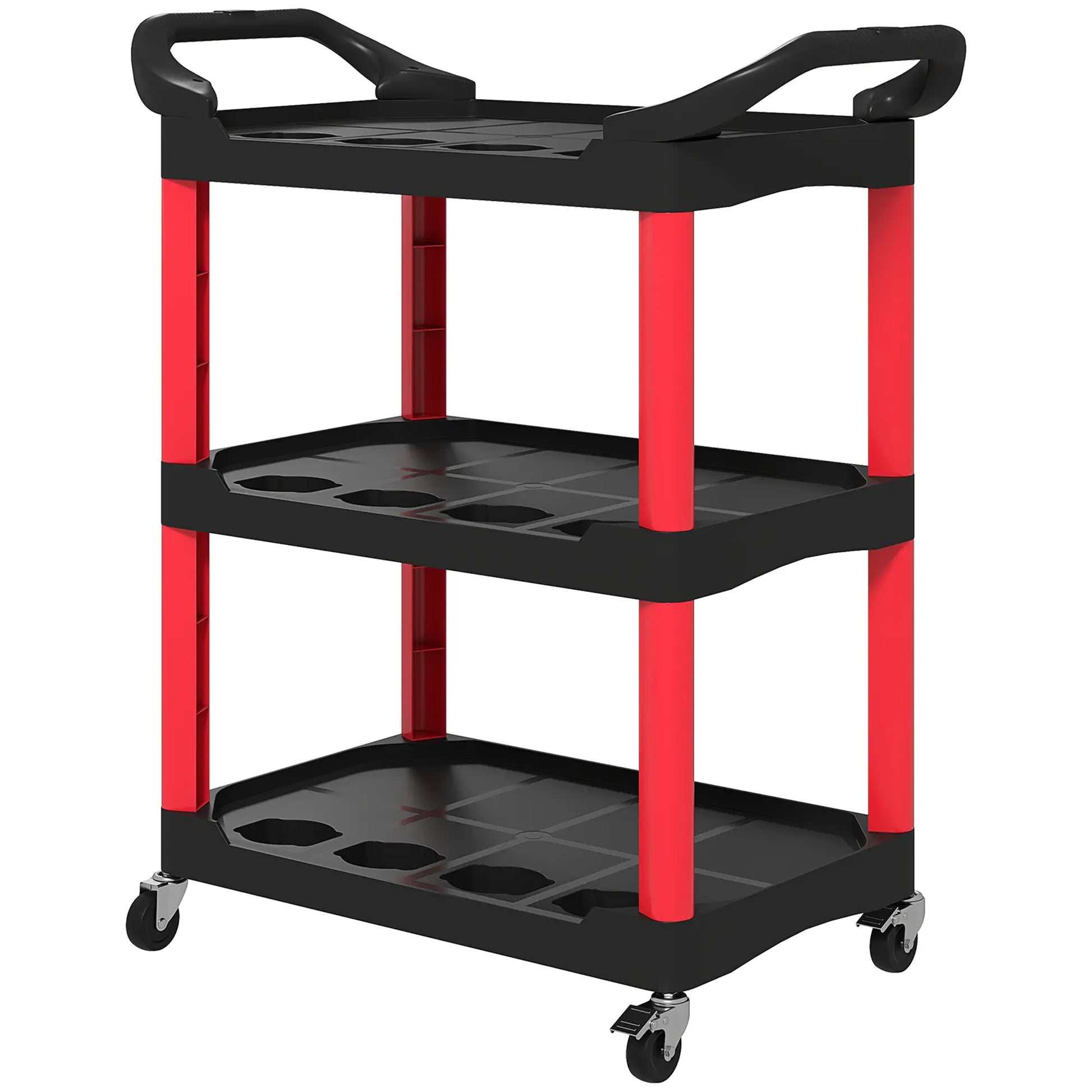 3-Tier Rolling Tool Cart, 200 LBS Capacity, Black & Red Tool Organizers Black, Red at Gallery Canada