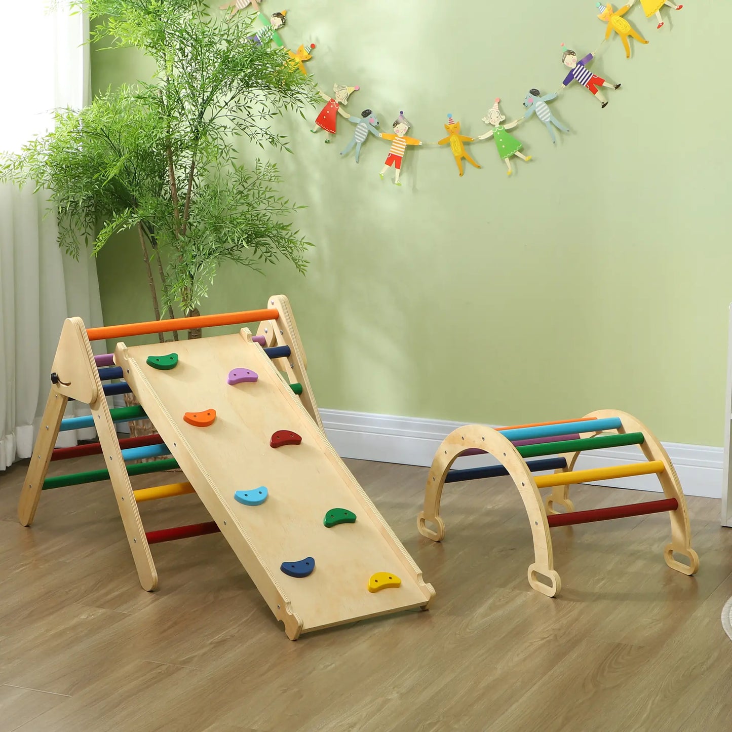5 in 1 Pikler Triangle Set, Ladder, Ramp, Arch, 18-48 Months, Multicolour Baby Gym & Playmats at Gallery Canada