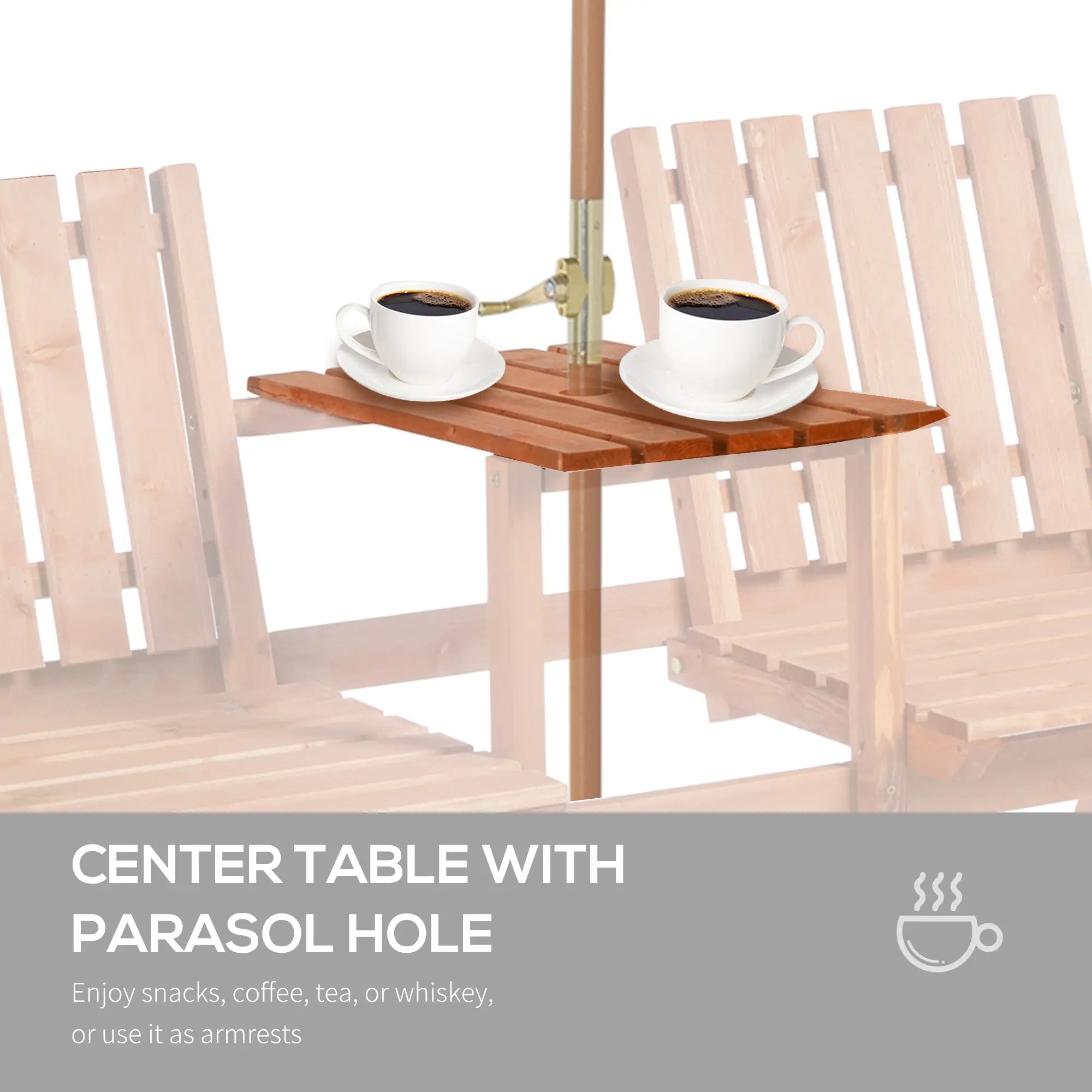 2-Person Garden Bench with Table, Umbrella Hole, Wooden Slat Design, Orange Outdoor Benches at Gallery Canada