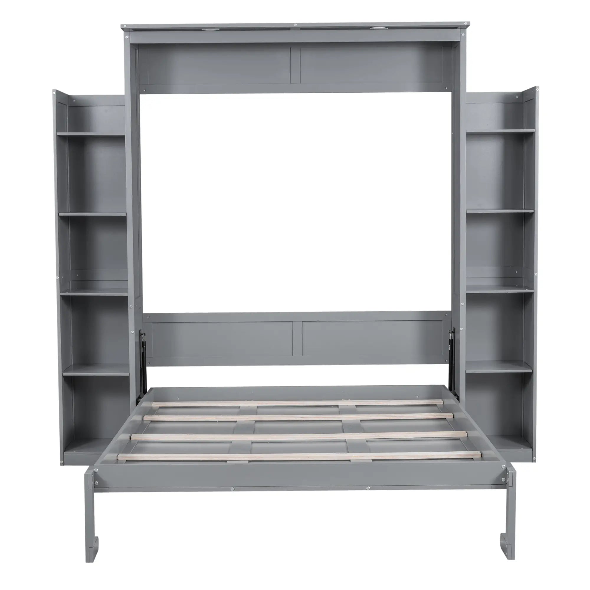 Murphy Bed with Shelves, LED Lights, 97.5