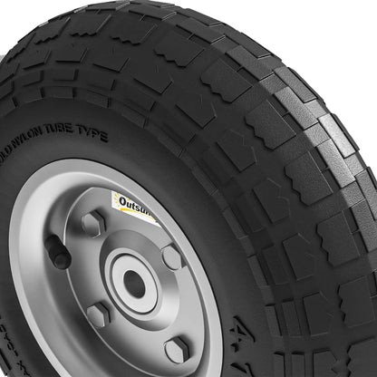 Set of 4 Pneumatic Wheels, 10" Wheelbarrow Wheels, Black Folding Garden Carts at Gallery Canada