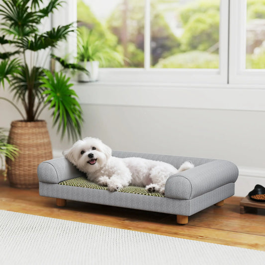 Pet Sofa, Dog Couch Bed for Small Dogs, Elevated with Solid Feet, Grey Dog Sofas Grey at Gallery Canada