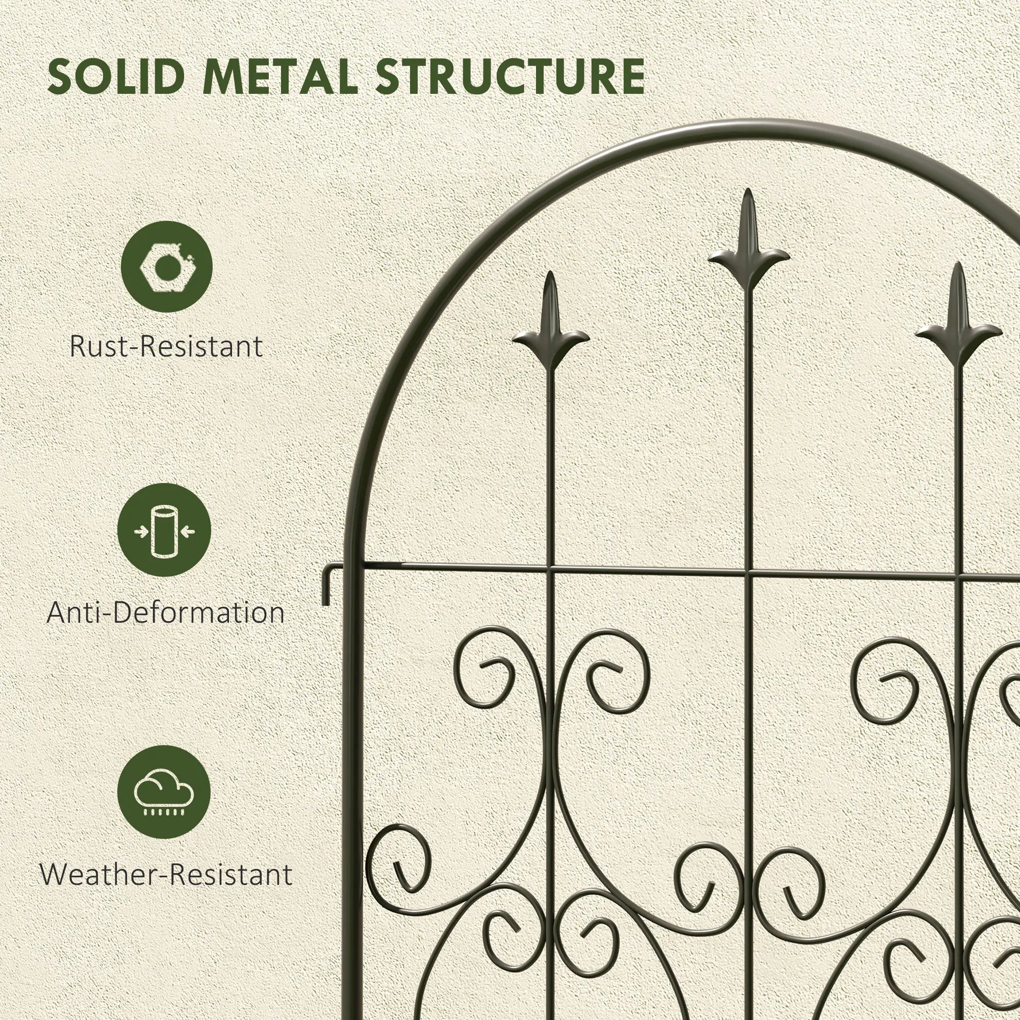 Metal Garden Trellis Set, Scrollwork Design, 150 x 50 cm, Black Plant Stands at Gallery Canada
